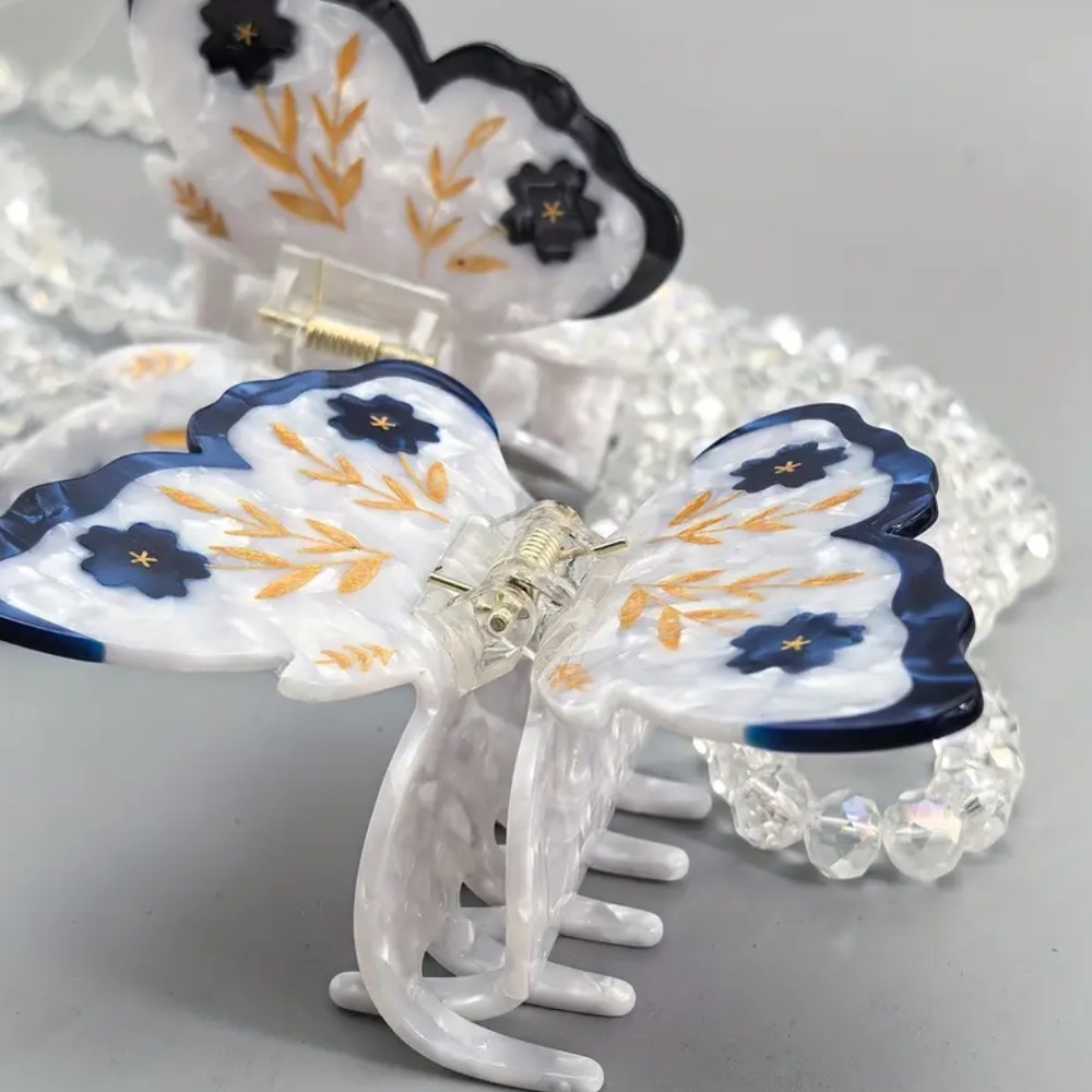 Butterfly Hair Clip with Black and Gold Accents